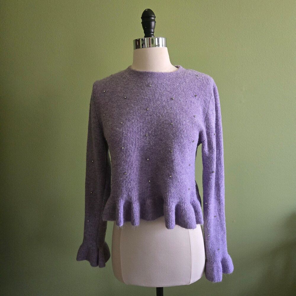 Zara Purple Sweater with Gems Size Large